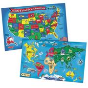 Floor Puzzle Set World and USA Maps