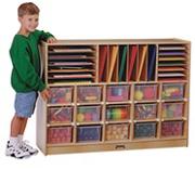Sectional Mobile Cubbie with 15 Clear Trays