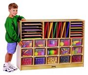 Sectional Mobile Cubbie with 15 Color Trays