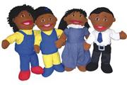 "Full-Bodied" Open Mouth Puppets African American (set of 4)