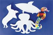 Precut Cardboard Shapes Large - Sea Animals  (pack of 24)