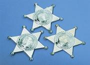 Silver Sheriff Badges  (pack of 12)