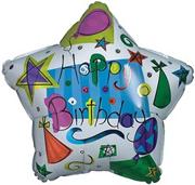 More info about 18" Foil Happy Birthday Balloon - 'Stars with Hats' (pack of 10) 18" Foil Happy Birthday Balloon - 'Stars with Hats' (pack of 10)