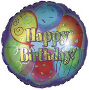 18" Foil Happy Birthday Balloon - Glow Design  (pack of 10)
