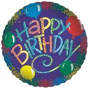 18" Foil Happy Birthday Balloon - Optics  (pack of 10)