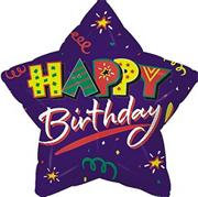 18" Foil Happy Birthday Balloon - Star Shape  (pack of 10)