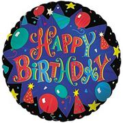 18" Foil Happy Birthday Balloon - Blue  (pack of 10)