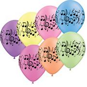 Music Note Balloons, Neon  (pack of 100)