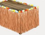 Luau Table Skirt, 9'x32" - Flower Raffia