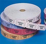 Single Roll Tickets, Admit One - Assorted Colors  (roll of 2000)