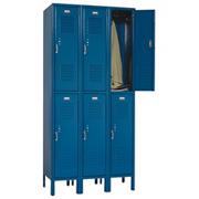 Two-Tier, 3-Wide, 12"x15"x72" Solid-Door Metal Lockers