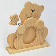 Unfinished Wooden Character Frame - Bear w/ Bee
