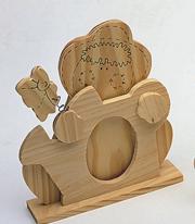 Unfinished Wooden Character Frame - Boy with Butterfly