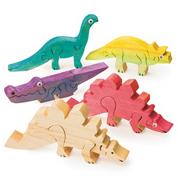 Unfinished Wooden Animal Puzzle - Dinosaurs, Unassembled (pack of 12)