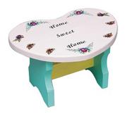 Unfinished Wooden Heart Stool, Unassembled