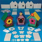 Unfinished D-I-Y Wood Flower/Butterfly Houses Craft Kit (set of 3)