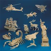 Unfinished Punch and Slot Wood Craft Kit Assortment (pack of 30)